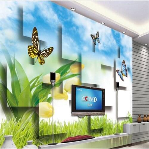Beibehang Wallpapers Stereo Dream Tulip Living Room Bedroom TV Background Home Decorative Paintings