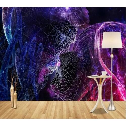 Papel de parede style modern minimalist curve couple kissing starry sky wallpaper mural,living room home decor
