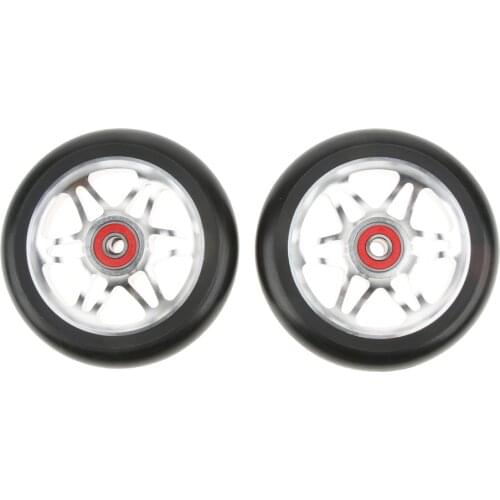 Scooter Wheels 110mm Pair - Durable Aluminum Scooter Wheels - Pro Scooter Wheels with Bearings installed - 24mm x 110mm, 88A PU