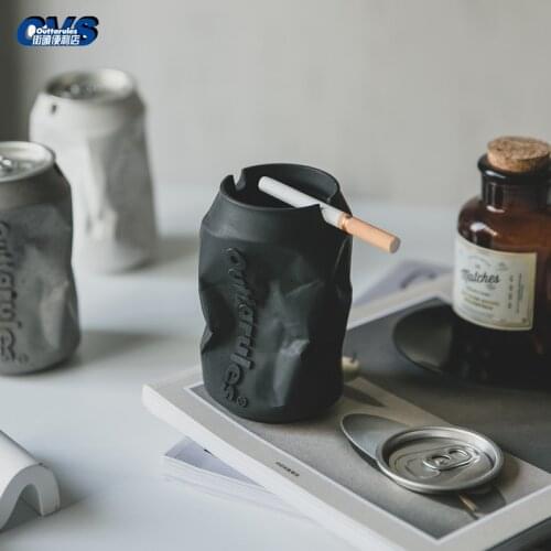 Living room office Retro abstract ashtray Cans cement Ashtray Creative Windproof ashtray Fashion Home Mini Send Boyfriend Gift