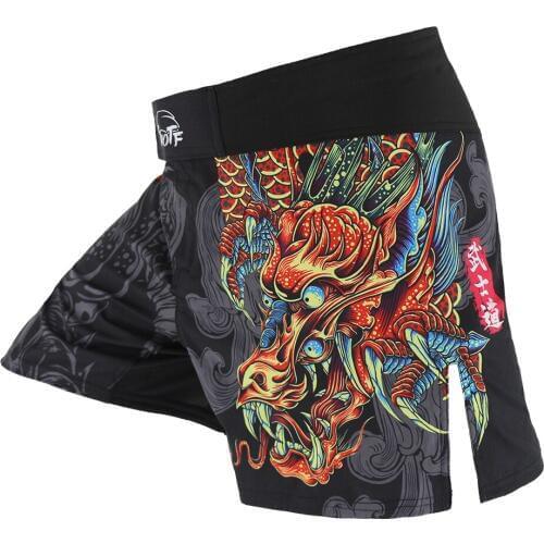 SUOTF Dragon Breathable Fighting MMA Shorts Grappling Sanda Muay Thai Clothing Kickboxing Training Short Tiger Muay Thai mma