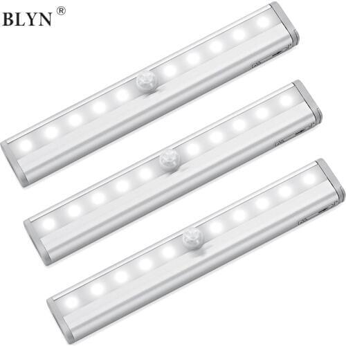 LED Under Cabinet Light PIR Motion Sensor Night Lamp With Adhesive Sticker Lighting For Kitchen Stairs Cupboard Closet