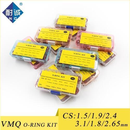 Thickness 1.5 / 1.8/1.9 / 2.4 / 2.65 / 3.1mm Red Silicon Ring Silicone / VMQ O Ring Seal Rubber Seal O-Ring Washer Set