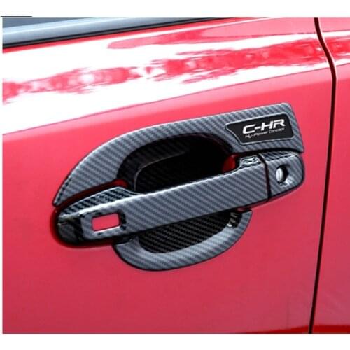 Outer Door Handle Bowl Decoration Cover Trim For Toyota C-HR CHR 2016 2017 ABS Carbon ChromeExterior Car styling Accessories
