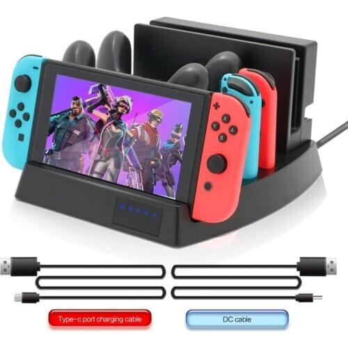 Charging Dock for Nintendo Switch, Charge 2 Nintend Switch, 2 Joy-cons, 2 Pro Controllers with 1 USB C Cable and 1 DC Cable