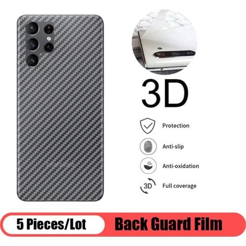 5Pcs/lot 3D Carbon Fiber Screen Protector For Samsung Galaxy S21 Ultra A50 SM A505FD SM-A305F A51 A71 Back Protective Guard Film