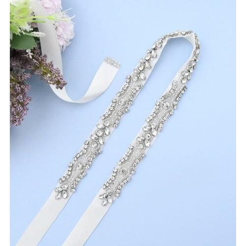 S430 Luxury Wedding Belt Silver Bridal Bridesmaid Dress Accessories Womens Belts Applique Belts for Girl Prom Evening Dresses
