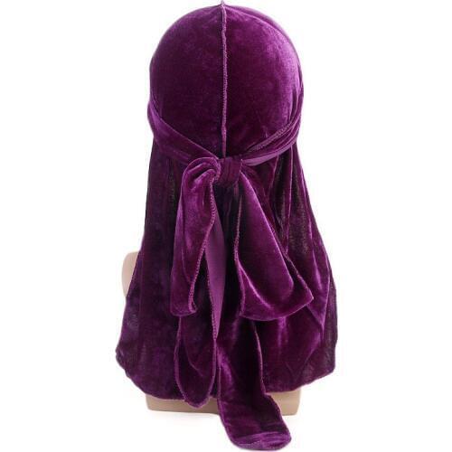 Gold Velvet Long-tailed Braid Pirate Turban Cap Baotou Hat Sunproof Towel Neutral Universal