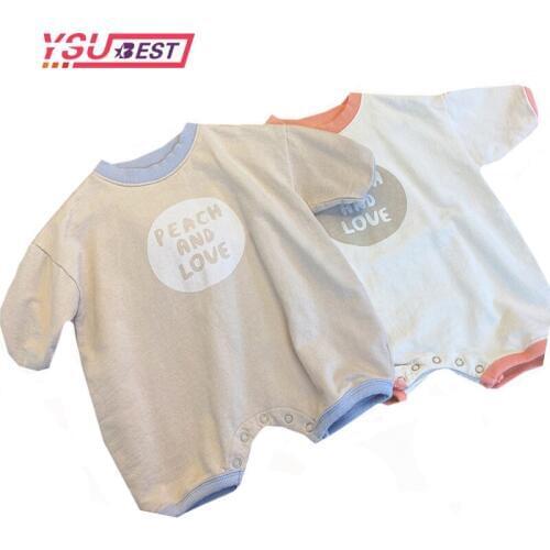0-3Yrs Newborn Cotton Bodysuits Twin Girls Bodysuit lette Long Sleeve Cotton Baby Boys Clothes Korean style Loose Boys Bodysuit