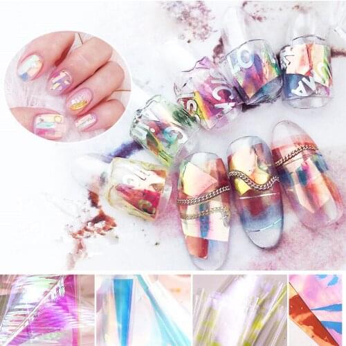 1 sheet 4-7*70 Glass Starry Chameleon Nail Foils Design Nail Art Transfer Foil Transfer Sticker Paper