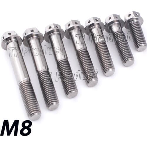 1Pcs GR5 Titanium Bolts Hexagon Flange Head M8x15-55mm Motorcycle Brake Calipers Refitted Screw Engine Shell Repair Bolt