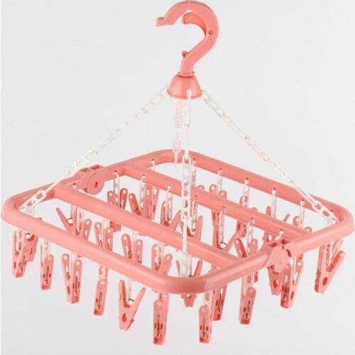 32 X 32 Cm Household Folding Clip Hanger With 32 Drying Clips, Multifunctional Drying Rack 100% Brand New And High Quality