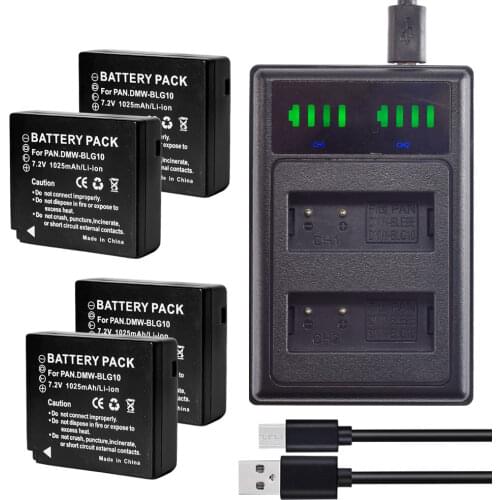 4x Battery DMW-BLG10E + LCD USB Dual Charger for P@ L@ DMC- TZ100 LX100 GX7 GF6 TZ80 TZ81 ZS100 DC-ZS70 GX9