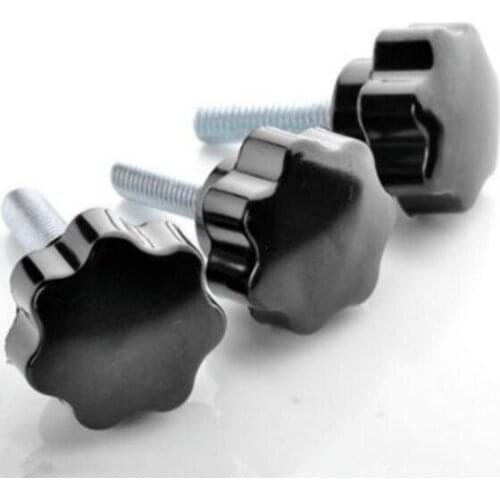 5pcs M6 seven-star handle screws hand knob bolt increase the star handle plum bakelite plastic black head stainless steel 16mm L