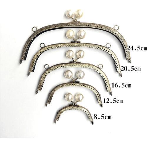 Retro Metal Purse Frame Handle Bronze Curved Embossed Kiss Clasp Metal Handle for DIY Purse Wallets Bag Accessories