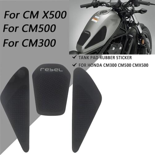 Black Tank Pad Sticker For Honda CM300 CM500 CMX500 Protector Anti slip Sticker Gas Knee Grips Traction Side Decal CM 300 500