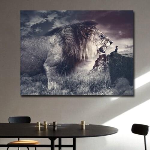 Black White Africa Wild Animals Roaring Lion Canvas Paintings Posters And Prints Wall Pictures Living Room Home Decoration