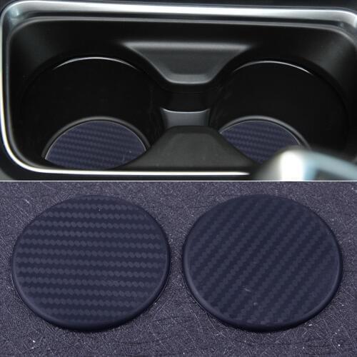 DWCX Black Silicone 2pcs Round 63mm Car Dashboard Water Cup Slot Non-Slip Mat Pad Cushion Protective Accessories Car Interior