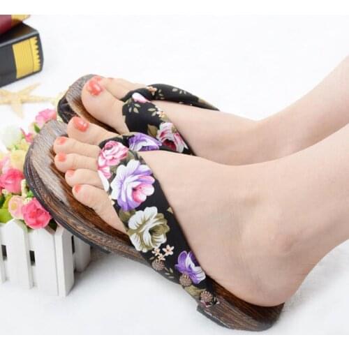 Home Slippers Beach Slippers for Women Japanese kimono Wooden slippers Sandals Wholesale Indoor Christmas women flip flops b99