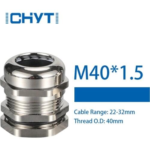 PG36 M40x1.5 Waterproof Zinc Alloy Nickel Plated Sealing Cable Gland 1piece Cable Entry IP68 For 22-32mm Metal Connector