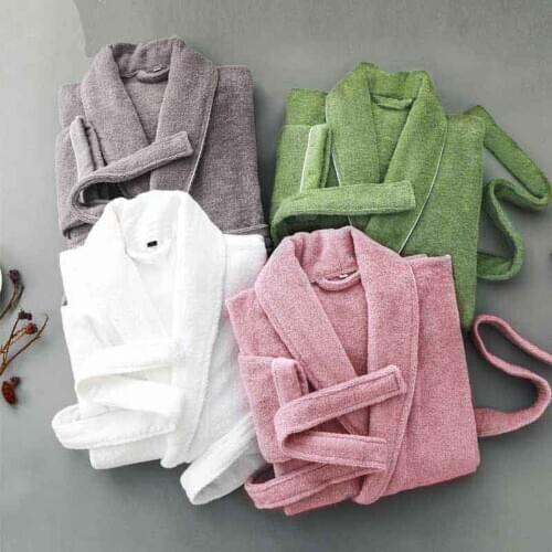 Winter Casual Thick Robe Men Women Toweling Terry Robe 100% Cotton Bathrobe Soft Ventilation Sleeprobe Casual WarmHomewear