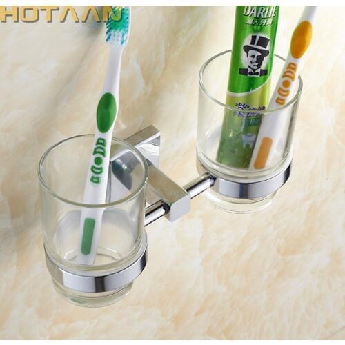 Chrome Plate Solid Brass Tumbler Holder Cup & Tumbler Holders Copper Toothbrush Holder Bathroom Accessories Banheiro YT-11408
