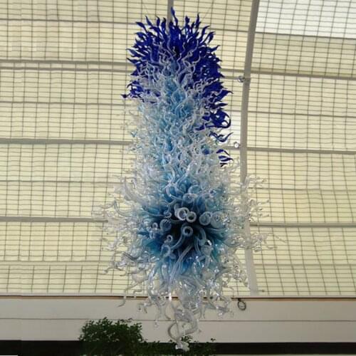 Italian Murano Glass Pendant Lamps Blue Hand Blown Hanging Crystal Chandelier Large 180 CM LED Bulbs