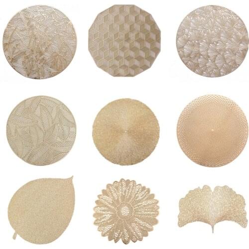 Rhombus Splicing PVC Hollow Table Mat 6/4pcs Heat Insulation Pad Hot Stamping Vinyl Placemats Home Dining Table Decoration