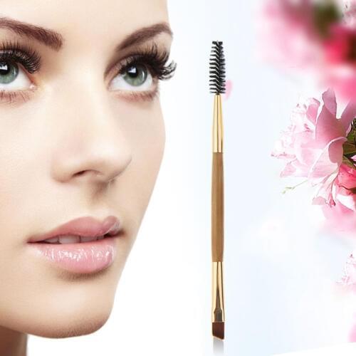Beauty Cosmetics Makeup Eyebrow Comb Bamboo Handle Double Ended Brush 1 piece Drop Shipping Wholesale