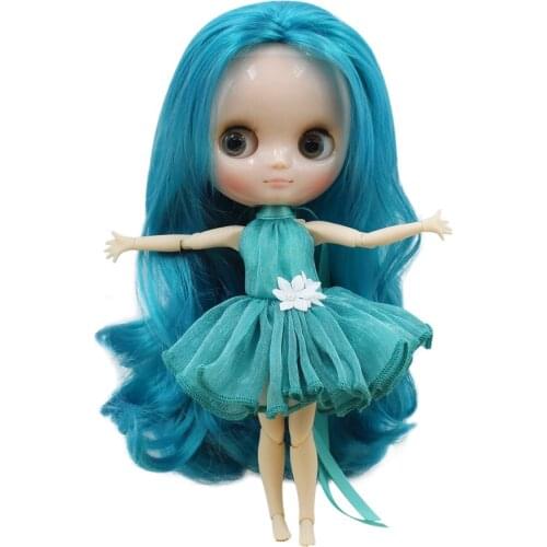 ICY Nude Factory Middie Blyth doll Cyan hair without bangs Transparent skin Neo BJD No.4302