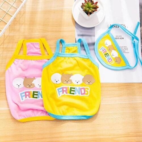 Cute Dogs Vest & Bibs Set Summer Pet Clothes Dog Harness Thin Section Thin Vest Pet Saliva Towel Pet Vest Universal Dog Vest