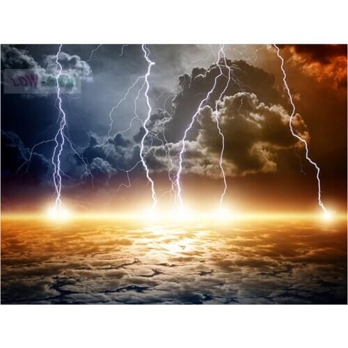 Sea storm lightning 5D Diamond Embroidery Full Square round Sets Diamond Painting Cross Stitch Picture of Rhinestones NEW301