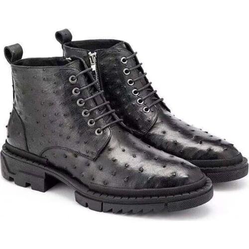 Hexiaofengdedian new men ostrich leather boots male boots fashion leisure boots male