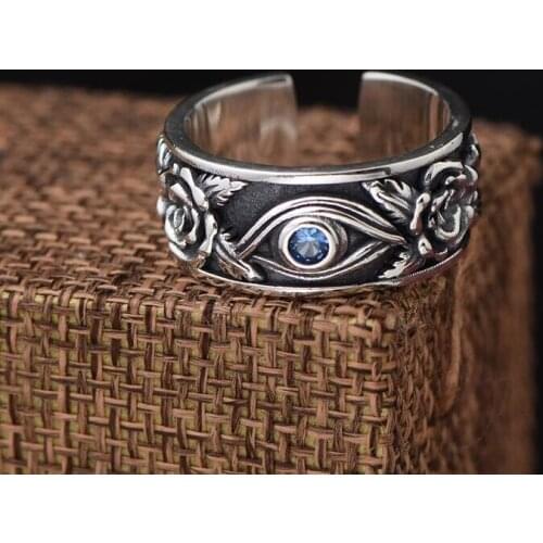 New Mens Ring Hip Hop Horus Eye of God Retro Personality Trend Single Open Ring Trend