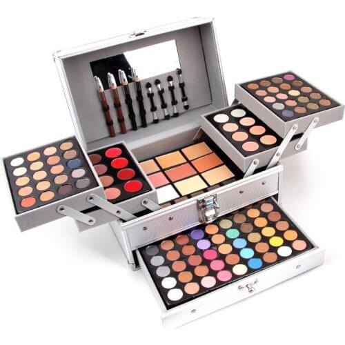49/190 Color Makeup Set box in Aluminum Women Eyeshadow Powder Lipstick Lipiner Eyeliner Concealer Blush Matte Mirror Kit