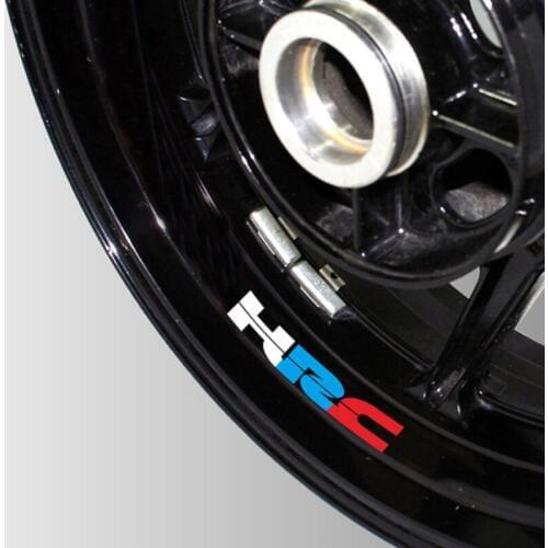 A set of 8pcs high quality Motorcycle Wheel Sticker Decal Reflective Rim Motorcycle logo decal For For Honda HRC hrc 65