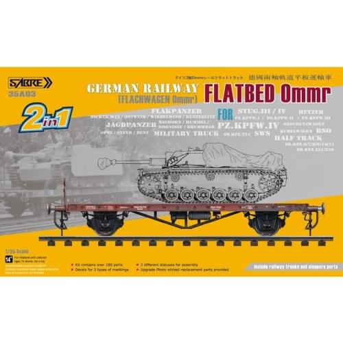 SABRE 35A03 1/35 German Railway Flachwagen Ommr - Scale Model Kit