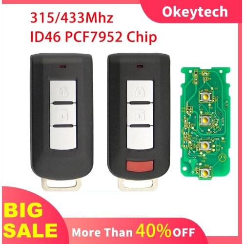 OkeyTech 315/433Mhz Smart Remote Car Key For Mitsubishi Lancer Outlander Galant 2008-2016 ID46 PCF7952 Chip Uncut Blank Blade