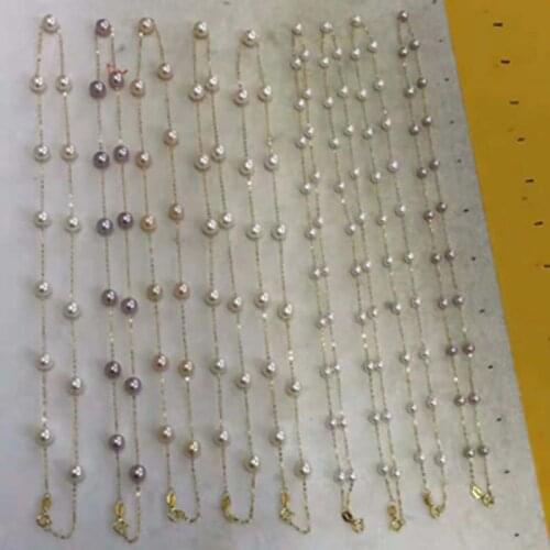 Stuning Chain natural round freshwater pearl necklace 45cm