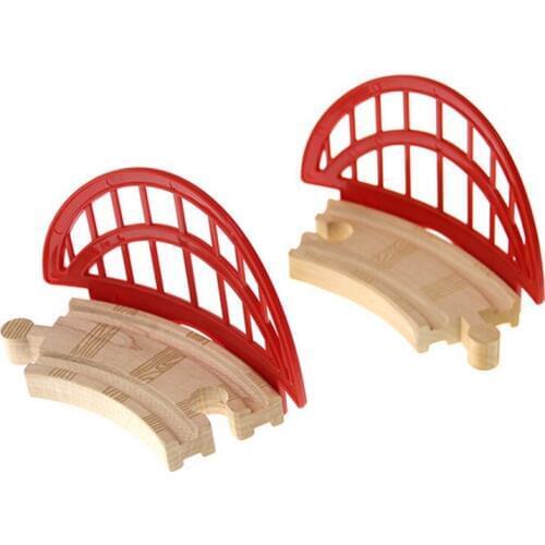 P096 To prevent derailment Red Net Barrier Small Curved Rail Compatible Wooden Small Train Track Child train Game Scene