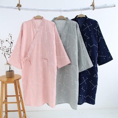 Pajamas homewear Loose Couple Kimono Lady Yukata Cotton Double Gauze Home Wear women robe Sleepwear халат хлопок