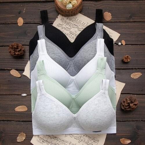 Adjustable Women Bra Cotton Thin Girl Underwear Solid Color Breathable Without Steel Ring Comfortable Female Brassiere Lingerie
