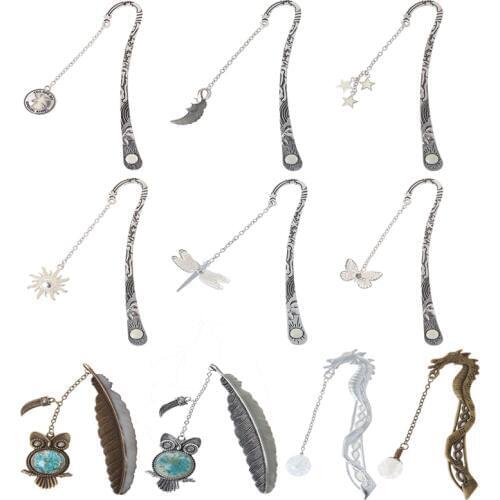 Glow In The Dark Luminous Book Marker Creative Dragonfly/Sun/Butterfly/Feather Clover Bookmark Label School Office Stationery