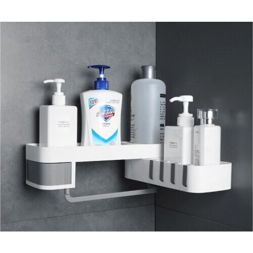 1PC Corner Shower Shelf Bathroom Shampoo Shower Shelf Holder Kitchen Storage Rack Organizer Wall Mounted Shelf Bathroom QA 202