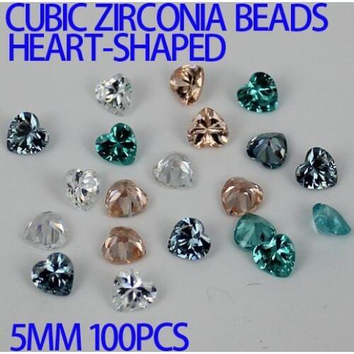 High Glitter Crystal Cubic Zirconia Beads 5mm Beauty Heart-shaped Design Stones Supplies For Jewelry 3D Nail Art Decorations DIY