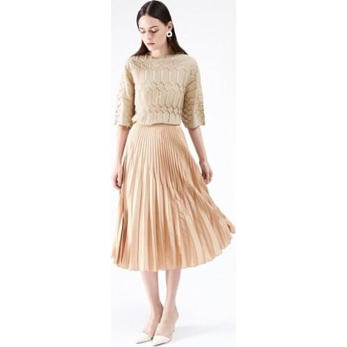 Miyake pleated woman casual skirt 2021 spring and summer new solid basic A-line high waist thin skirt temperament folda skirt