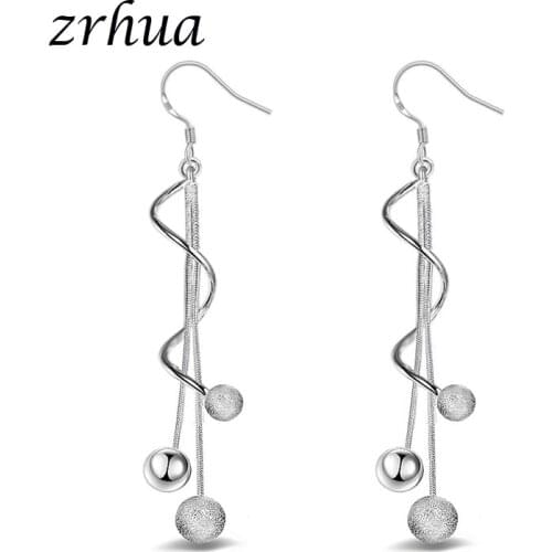 ZRHUA Silver Color White Gold Color Jewelry Water Drop Woman Lever Back Loop Earrings for Female Elegant Long Brincos