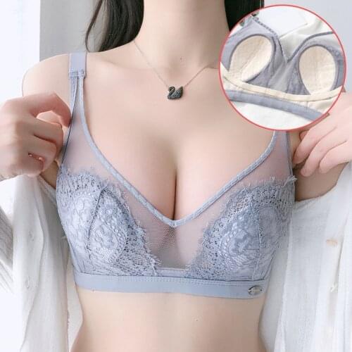 Womens underwear without steel ring thin section gather gather breast adjustment type ultra-thin bra women bra