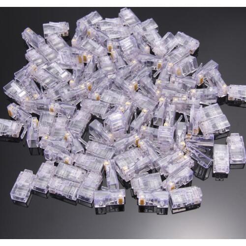 100pcs/lots New RJ45 8pin Network 8P8C Modular Plug RJ45 Connector For Cat5, Cat5e Cable NET Tool