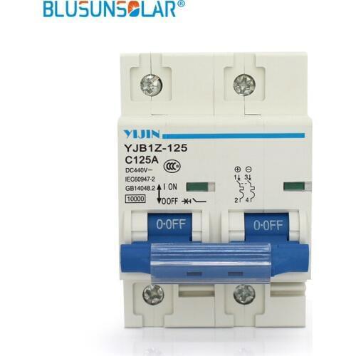 20 pieces/lot) 2P 125A DC440V SOLARB Solar Energy Photovoltaic PV Mini DC Circuit Breaker Used For Solar Power System